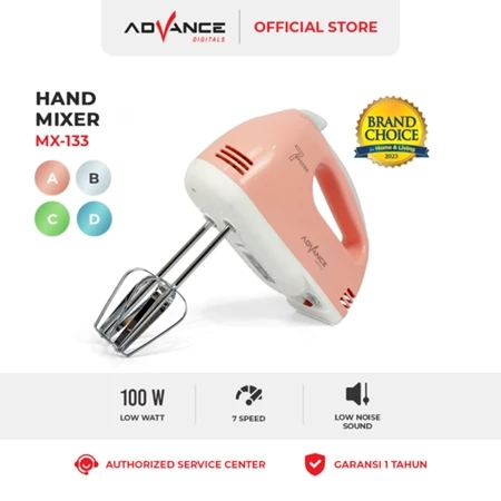 Advance Hand Mixer MX133 Alat Pengocok Telor Pengaduk Adonan 7 Kecepatan Garansi Resmi 1 Tahun