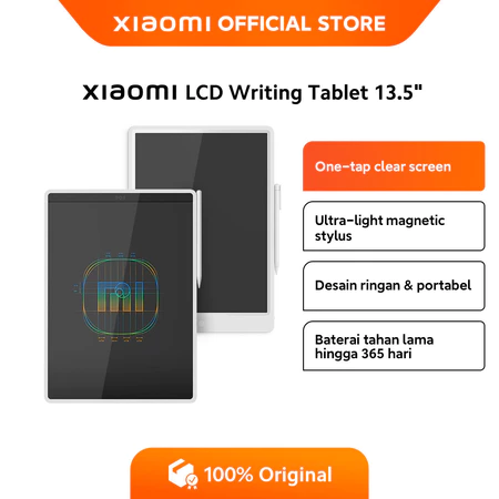 Mi LCD Writing Tablet 13.5 | One tap clear screen | Ultra light magnetic stylus | Desain ringan dan