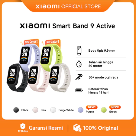 Xiaomi Smart Band 9 Active | Refresh rate 60 Hz | Tahan Air Hingga 50 Meter | 50+ Mode Olahraga | Ba