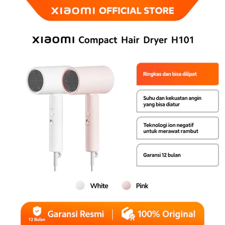 Xiaomi Compact Hair Dryer H101 | Ringkas dan bisa dilipat | Dilengkapi Ion Negatif | Perawatan Rambu
