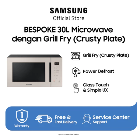 MG30T Microwave Grill 30 L with Glass Touch & Simple UX, Beige Color - MG30T5068CF Samsung Official
