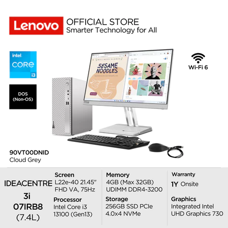 Lenovo PC IdeaCentre 3i 07IRB8 DNID Intel Core i3 13100 DOS 4GB 256GB SSD Integrated Graphics 730 De