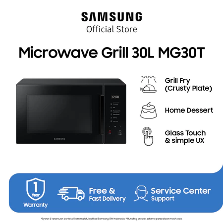 Samsung Microwave Grill, 30 L - MG30T5068CK Praktis Hemat Energi Ekonomis Samsung Official Store
