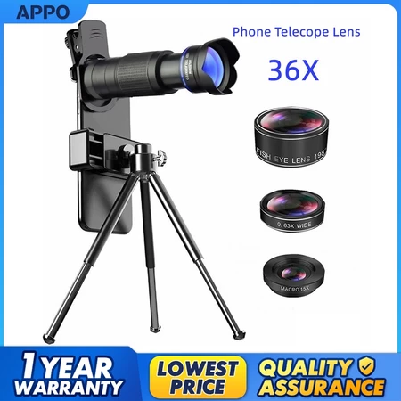 Phone Camera Telecope Lens 36X Telephoto 3in1 Zoom Macro Fisheye Wide Angel Lens Kit For Cellphone h