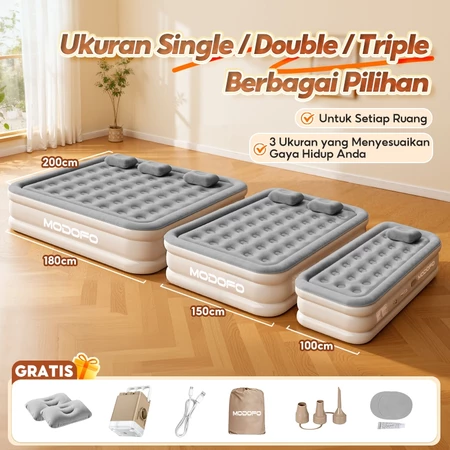 MODOFO Outdoor Biru Matras Kasur Pompa Matras Tidur Kasur Angin Bisa Tahan Inflatable Bed Tiup