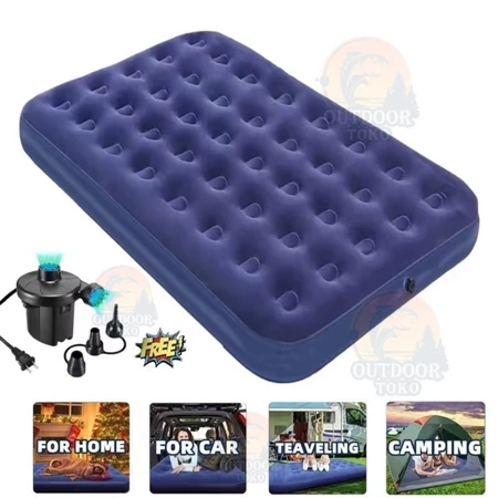 Kasur Angin Bestway + pompa manual Bestway Paket Kasur Angin Double Biru/ Paket Kasur Tiup Air Bed D