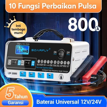 800A Car Battery Charger Aki Otomatis Smart Intelligent Auto Repair Mobil Pengisi daya Charger Otoma