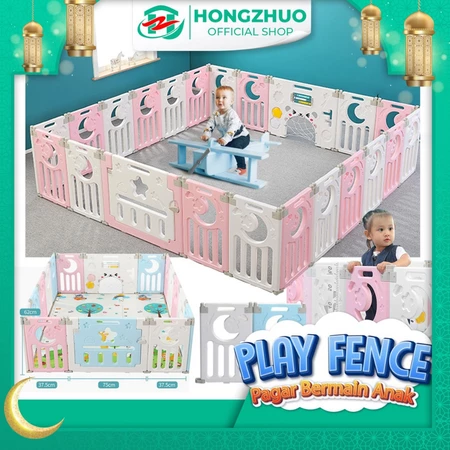 Hongzhuo Pagar Anak Pagar Play Fence Bayi BabyFence Import Kokoh Bisa Dilipat Motif Bulan Bintang Hi