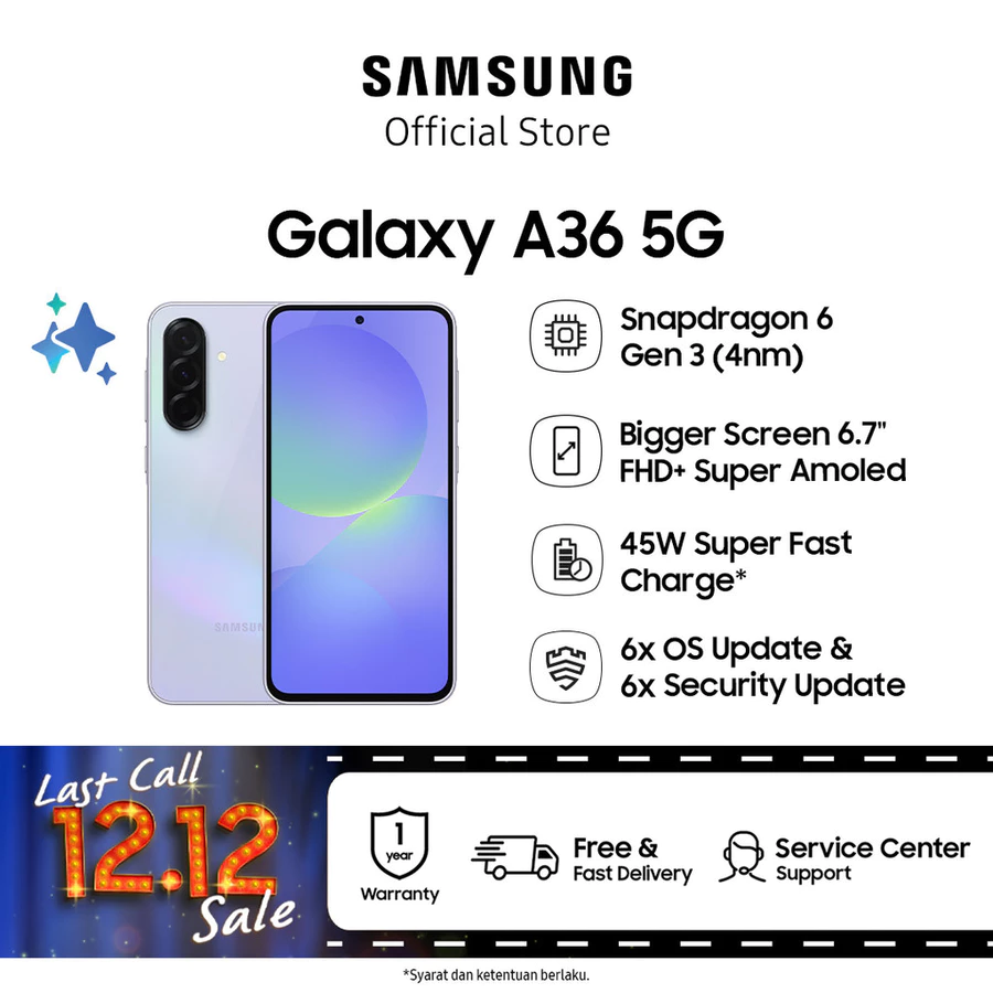 Samsung Galaxy A36 5G 8/256GB Awesome Lavender Amoled 6,7 inch Snapdragon 6 Gen3 Samsung Official St