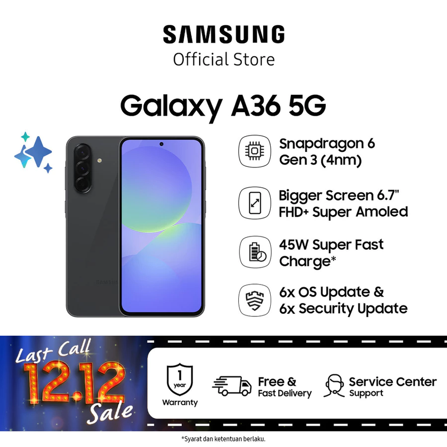 Samsung Galaxy A36 5G 8/256GB Awesome Black Amoled 6,7 inch Snapdragon 6 Gen3 Samsung Official Store
