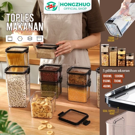 Hongzhuo Toples Kotak Snack Kedap Udara Penyimpanan Bening Cereal Kontainer Makanan Food Storage Jar