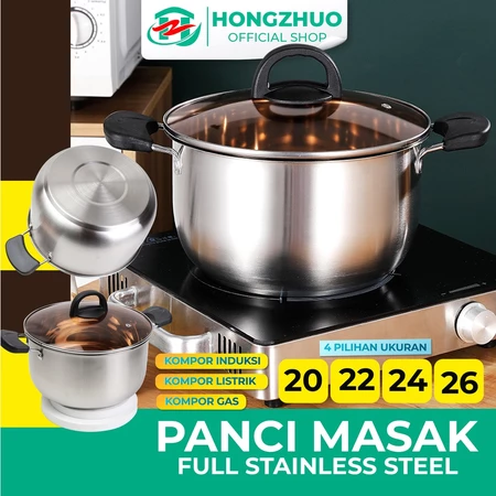 Hongzhuo Panci Sup Kuah Soup Pot Panci Mpasi Full Stainless Steel 20/22/24/26