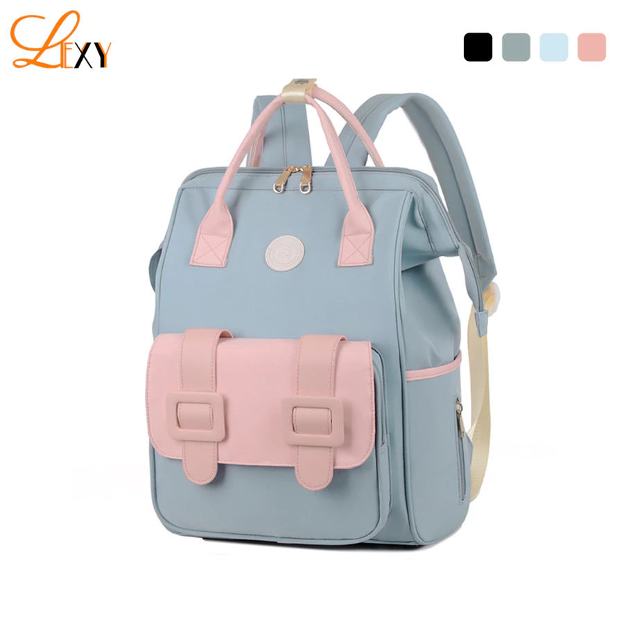 LEXY Ransel Wanita Korean Style Backpack Tas Sekolah Tahan Air Kapasitas Besar Tas Ransel Kerja Lexy