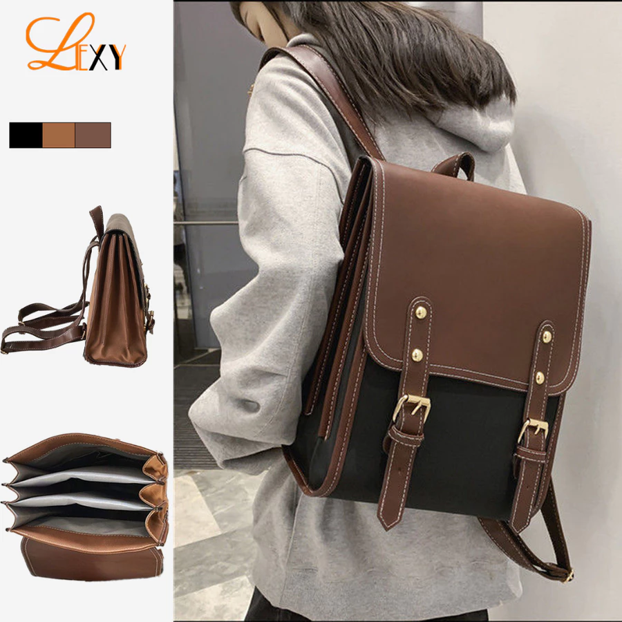 LEXY Ransel Kampus Jepang Tas Mahasiswa Sederhana Kasual Fashion Wanita Tahan Air Lexy Official Stor