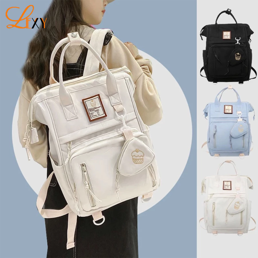 LEXY Tas Sekolah Wanita Ransel Travel Tahan Air Fashion Korea Dengan Tas Saku Lexy Official Store