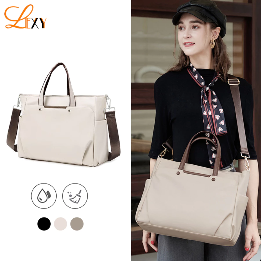 LEXY Tas Laptop 14 15 16 inch Bahu Selempang Nilon Anti-Air Wanita Tas Kantor Wanita Elegan OL Lexy 