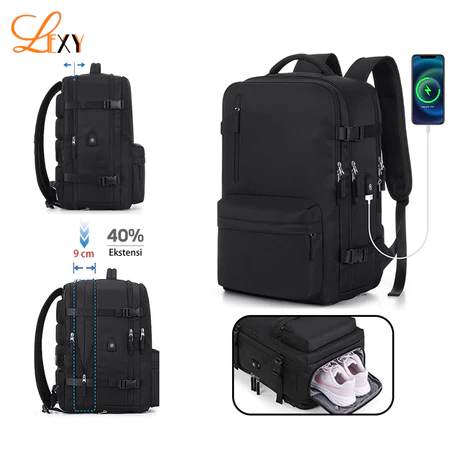 LEXY Tas Ransel Travel Backpack Wanita Multi-fungsi Waterproof 35-55 Liter Expandable 16 inch Laptop