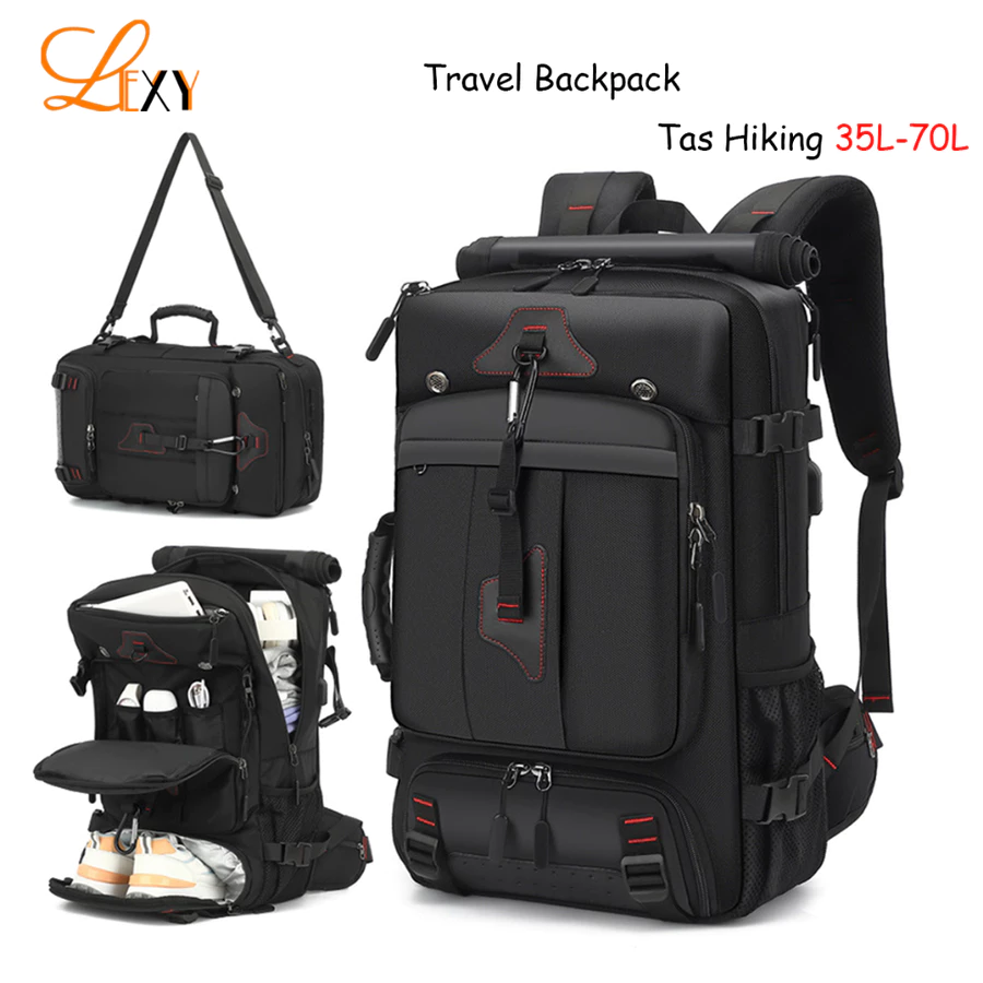 LEXY 3in1 Tas Travel Backpack 70L/60L/35L Waterproof Tas Ransel Gunung/Tas Carrier/Tas Hiking Lexy O