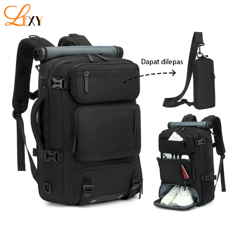 LEXY 3 in1 Tas Ransel Travel Backpack Tas Ransel Laptop 16 inch Waterproof Dengan Shoe Compartment L