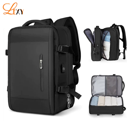 LEXY Tas Ransel Travel Backpack Pria Serbaguna Large Capacity Ekspansi Tas Ransel Wanita Waterproof