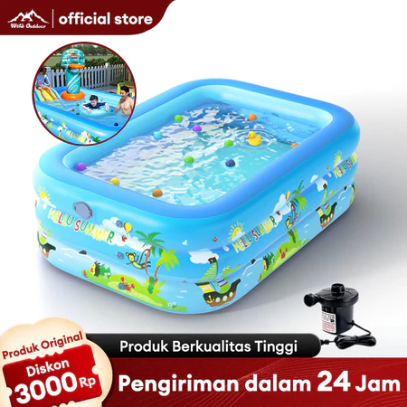 WTHB Outdoor Kolam Renang Anak Kecil 3 Rings Kolam Renang Keluarga Tiup Family Bayi Inflatable Swimming Pool Luar Ruangan