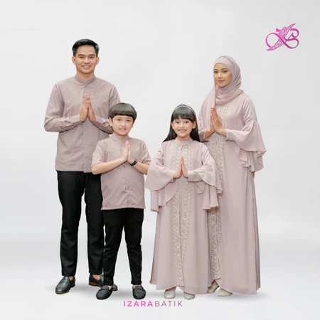 IZARABATIK - Family Set Dress Annesya Dove - Raya Collection Setelan Baju Couple Sarimbit Keluarga Muslim Lebaran