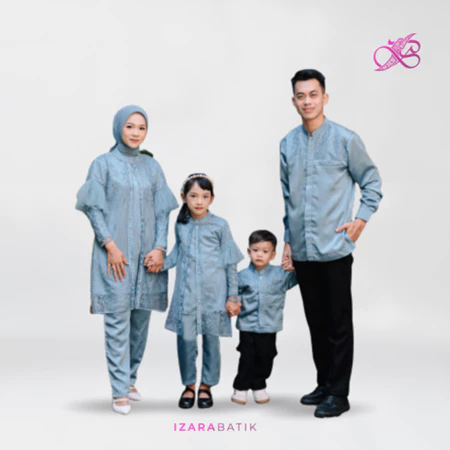 IZARABATIK - Family Set Lalita Denim - Raya Collection Setelan Baju Couple Sarimbit Keluarga Muslim Lebaran