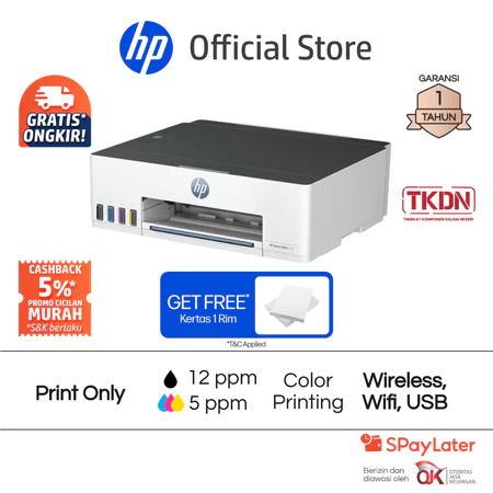 Printer HP Smart Tank 210/215 Print Only Wifi USB Color Colour Warna Garansi 2 Tahun Promo Murah Gratis Ongkir Official HP Official Store