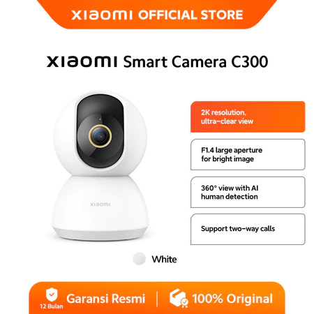 Xiaomi Smart Camera C300 | CCTV Indoor | 2K Ultra-clear HD | 3MP | F1.4 AI Pendeteksi Manusia | Rotasi 360° | Fitur Call 2 Arah Xiaomi Official Store