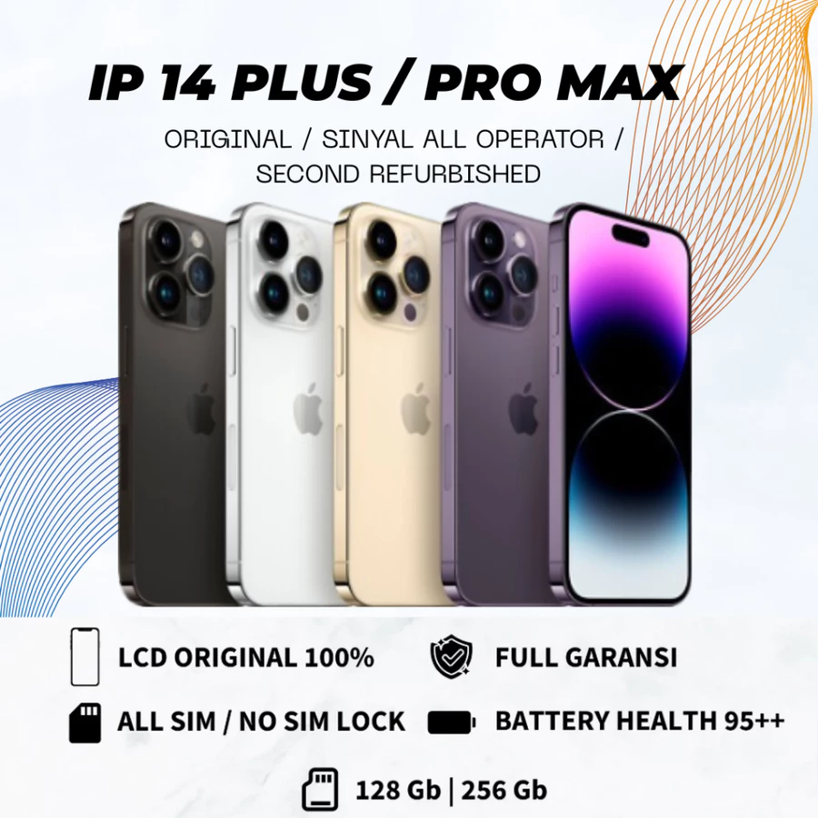 IPhone 14 PROMAX / 14 PLUS 256GB/128GB Second Kondisi Mulus fungsi normal Garansi 1 Tahun Protech Id Store