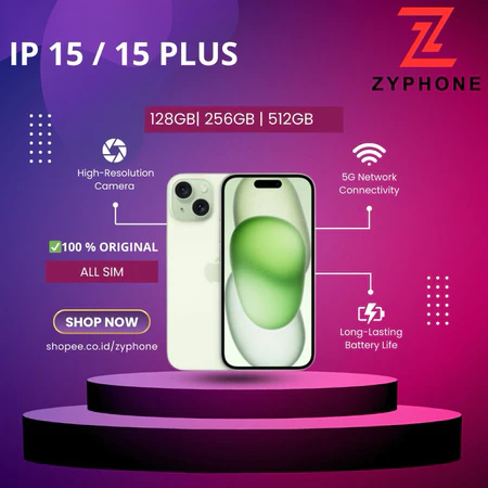 lPHONE 15 PLUS / 15 512GB/256GB/128GB ORIGINAL LIKE NEW Bergaransi Cocok Buat Tiktok Shopee Video Live Streaming Zyphone Iphone Store