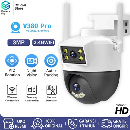CAMERACITY CCTV Outdoor WiFi Dual Lens 6MP - IP Kamera PTZ 360° Waterproof Dual Screen Monitoring HD Night Vision Tahan Cuaca Cameracity Official Store