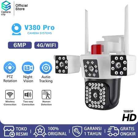 CAMERACITY CCTV 4G 3 Lensa Zoom - Kamera Multifungsi Vision Malam Warna Penuh Penglihatan Jelas Outdoor/Indoor Paket SIM Cameracity Official Store