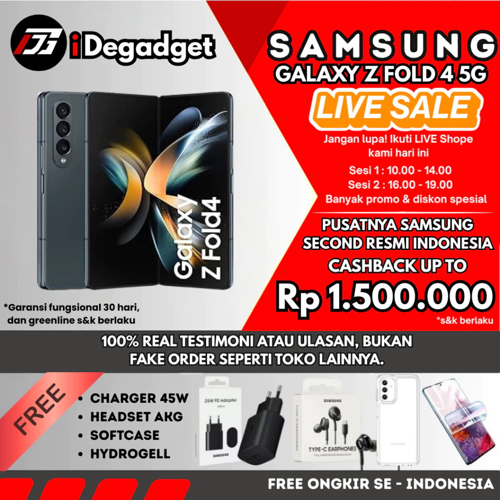 SAMSUNG GALAXY Z FOLD 4 5G SEIN 12/256 12/512 12/1TB Second Original Fullset Mulus Elegan Original Garansi Resmi Ideponsel Store