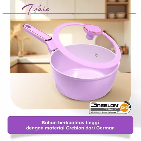 Tifale by Hongzhuo Aesthetic Jolie Sauce Pan 20CM Lavender Panci Granit Marble Anit Lengket Panci Mpasi Hongzhuo Official Store