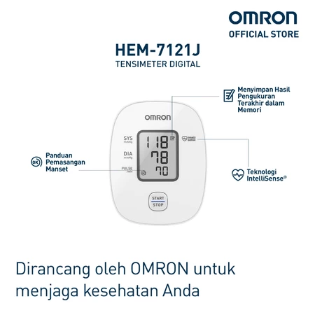 OMRON Blood Pressure Monitor HEM 7121J Tensimeter Digital Official Store