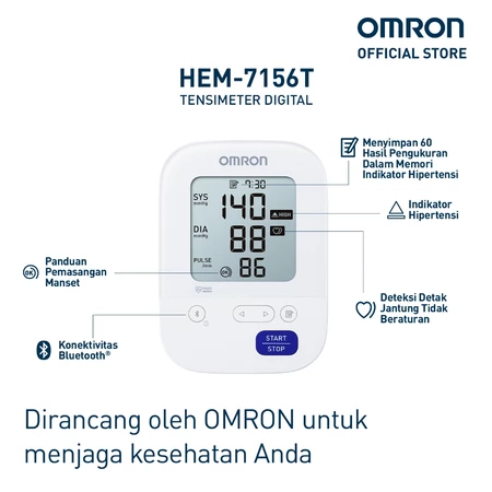OMRON HEM-7156T Tensimeter Digital + Connect Bluetooth Omron Official Store