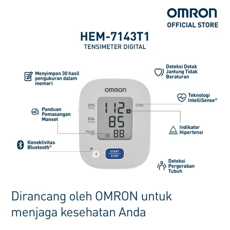 OMRON HEM 7143T1 Tensimeter Digital + Connect Bluetooth Omron Official Store