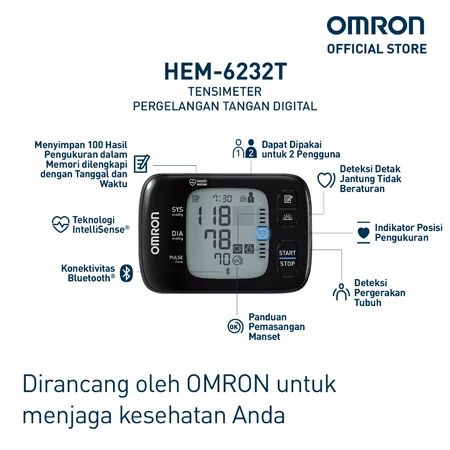 Omron Connected Tensimeter Digital Pergelangan Tangan HEM-6232T Omron Official Store
