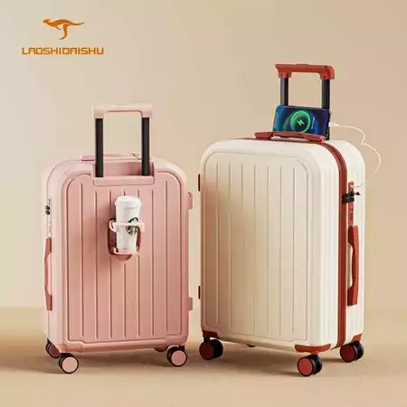 Laoshidaishu Koper mini wanita 18 Inch koper kabin USB charger 20 Inch Kapasitas besar 24 Inch koper cup holder 28 Inch Laoshidaishu Official Store